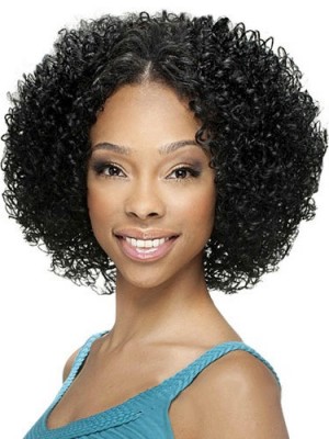 Inexpensive Curly Black No Bang African American Lace Wigs For Women