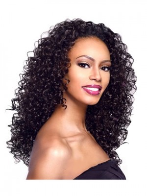 Unique Long Curly No Bang African American Lace Wigs For Women
