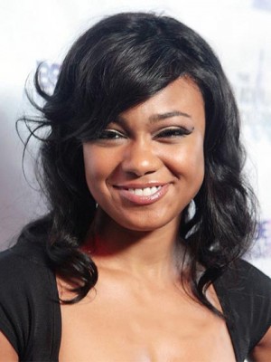 Multi-function Medium Wavy Black African American Lace Wigs For Women 14 Inch