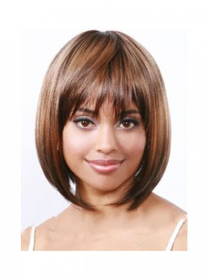 Short Straight Blonde Full Bang African American Wigs