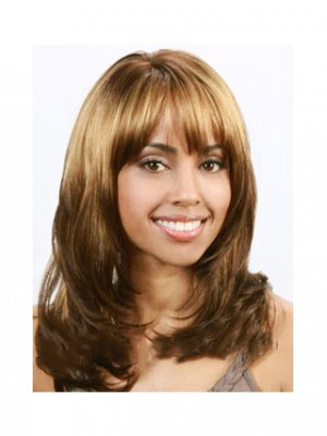 Medium Wavy Brown African American Wigs