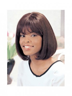 Ancient Short Straight Sepia Full Bang African American Wigs
