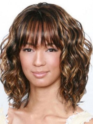 Simple Wavy Full Bang African American Wigs For Women
