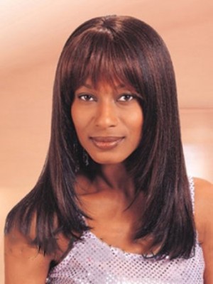 Shinning Long Straight Full Bang African American Wigs For Women