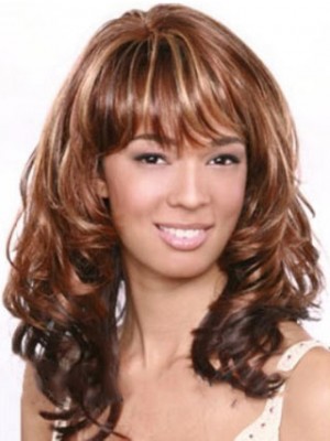 Afro American Wigs Long Wavy Full Bang African American Wigs For Women