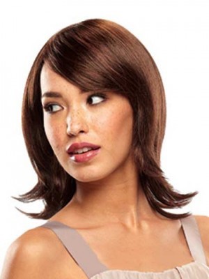 Fabulous Medium Soft Wavy Top Quality High Heated Fiber Hair Wig For Woman About 12 Inch