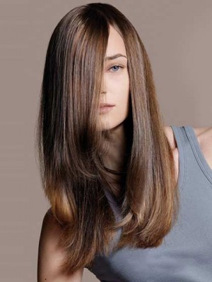 Chic Long Silky Straight Top Quality High Heated Fiber Hair Wig For Woman About 18 Inch