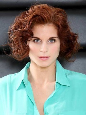 Pretty Medium Soft Curly Top Quality High Heated Fiber Hair Wig For Woman About 12 Inch