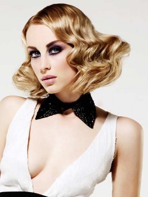 Fashion Medium Soft Bob Wavy Top Quality High Heated Fiber Hair Wig For Woman About 12 Inch