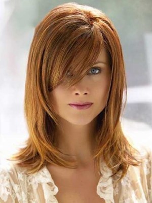 Boutique Simple Layered Straight Shoulder Length Full Lace Human Hair Wig About 12 Inches