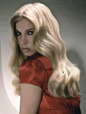 Luxurious Retro Hairstyle Long Wavy Lace Wig 100% Human Hair About 20 Inches