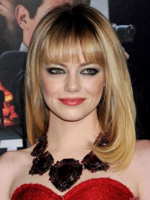 Emma Stone Light Blonde With Full Bangs