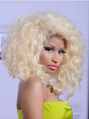 Top Quality Nicki Minaj'S Gorgeous Fluffy Style Medium Curly Cheap Lace Wig