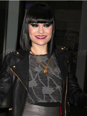 Classic Medium Straight Jessie J Synthetic Capless Wig For Woman