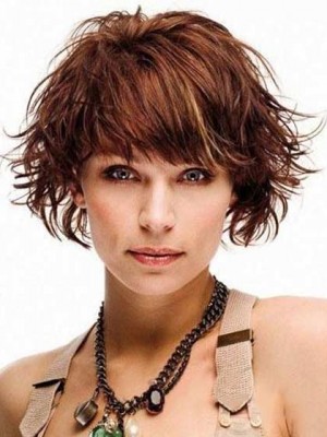 Sweet Attractive Soft Short Wavy Human Hair Wig About 8 Inches
