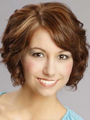 Fabulous Glamorous Short Wavy Full Lace Wig 100% Human Hair About 8 Inches