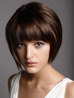 Free Style Cute Short Straight 100% Human Hair Capless Wig About 8 Inches
