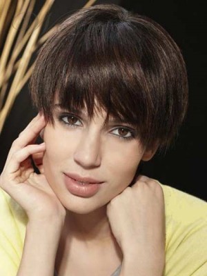 Life Inexpensive Premier Hip Short Straight Real Human Hair Wig About 6 Inch
