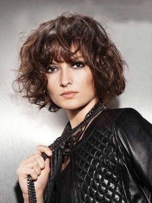 Modern Sexy Cool Short Wavy Wig 100% Human Hair About 10 Inches