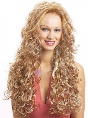Extra Long Curly Synthetic 3/4 Capless Wig