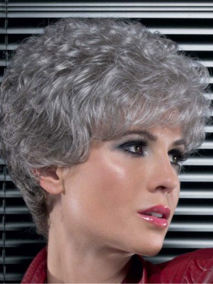 8" Classic Synthetic Lace Front Curly Grey Wig