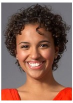 Curly Short Black African American Human Hair Wigs 