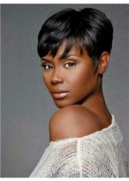 Cool Short Black African American Human Hair Wigs 