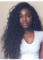 Long Layered Black Curly African American Wig 