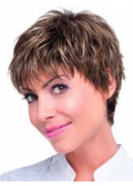 Designed Short Brown Capless Wigs 
