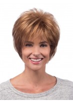 Durable Layered Auburn Synthetic Short Wigs 