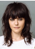 Shoulder Length With Bangs Synthetic Wig 