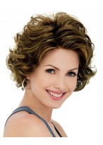 Shining Curly Brown Bob Wigs 