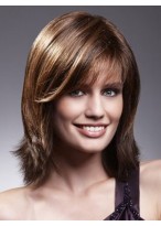 Mid-Length Textured Layers Human Hair Lace Front Wig 