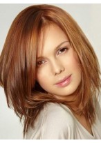 100% Remy Human Hair Mid-Length Straight Lace Front Wig 