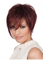 Short Straight Layers Cut Human Hair Lace Front Wig 