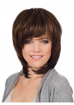 Sophisticated Medium Length Human Hair Wig 