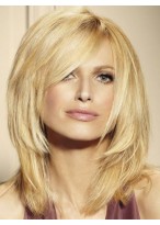 Medium Layered Blonde Human Hair Lace Front Wig 