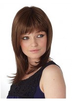 Medium-Length Straight Full Bangs Synthetic Wig 