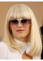 Exquisite Custom Tailored Long Straight Bob Hair Wigs with Full Bang 100% Human Hair about 16 Inches 
