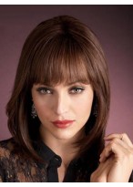 Chic Capless Medium Straight Human Hair Wig 
