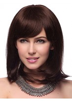Capless Medium Straight 100% Human Hair Wig 
