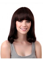 Capless Medium Human Hair Wigs 