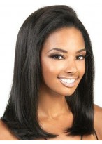 14" Yaki Straight Remy Human Hair Lace Front Wig 