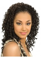 16" Curly Synthetic African American 3/4 Wig 