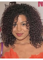 Modern Medium Curly Brown African American Lace Wigs for Women 