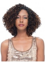 Sketchy Medium Curly Brown No Bang African American Lace Wigs for Women 10 Inch 