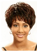 Perfect Short Curly Brown Side Bang African American Lace Wigs for Women 