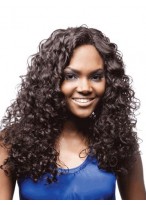 Popurlar Long Curly Black No Bang African American Lace Wigs for Women 