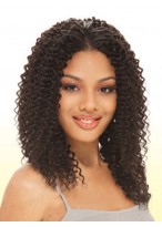 Trendy Medium Curly No Bang African American Lace Wigs for Women 