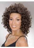 New Impressive Medium Curly African American Lace Wigs for Women 12 Inch 